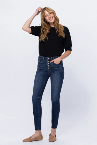 Celecia High Waist Hand Sanded Resin Skinny Jeans By Judy Blue