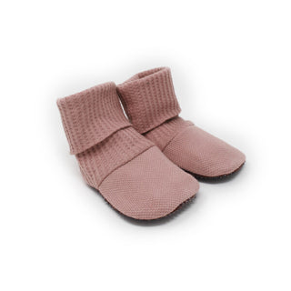 Organic Pique Baby Booties in Mauve