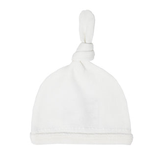 Organic Velveteen Top-Knot Hat in White