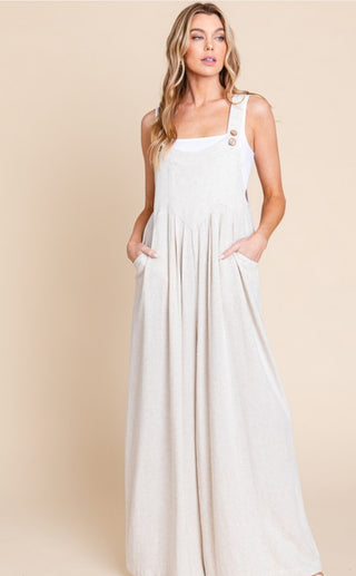 Wide Leg Washed Linen Jumpsuit