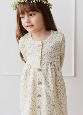 Organic Cotton Poppy Dress in Dainty Egret Blues