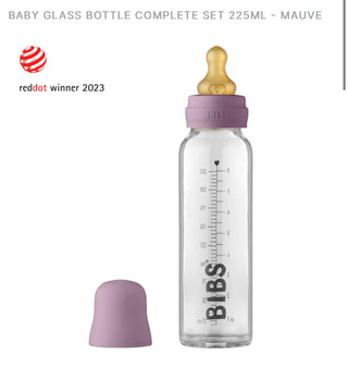 BIBS Baby Glass Bottle Complete Set 225ml Mauve