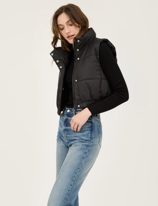 Cropped Zip Up Puffer Vest