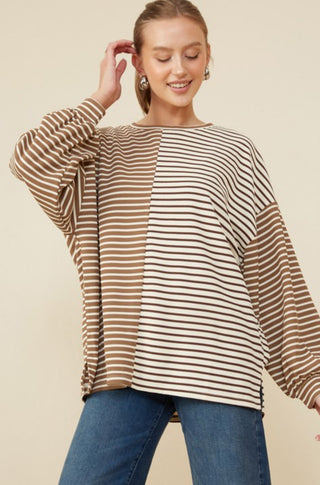 Panel striped knit top