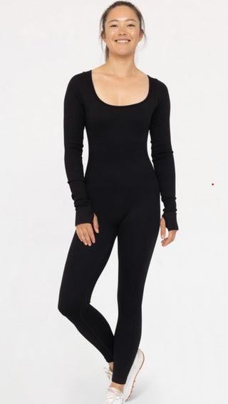 Seamless Ribbed Long Sleeve Jumpsuit