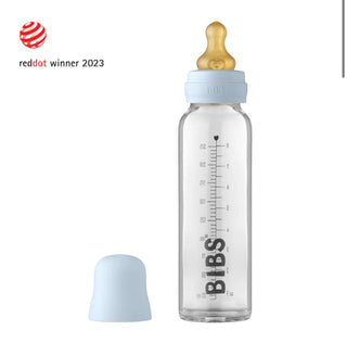 BIBS Baby Glass Bottle Complete Set 225ml Baby Blue