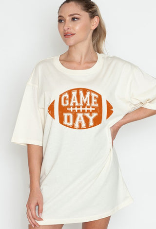 Oversized Game Day Football Graphic Tee