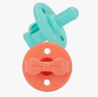 Sweetie Soother™ Pacifier Sets (2-pack) in Aquamarine & Peach Bows