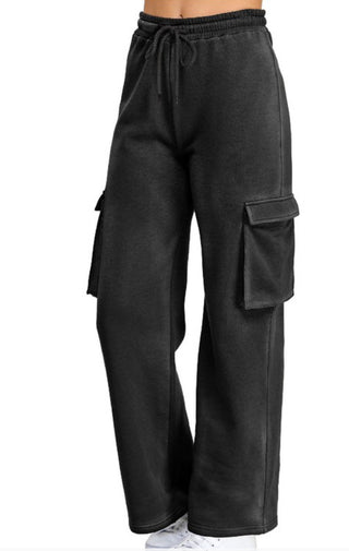 Fleece Burnout Cargo Pocket Straight Leg Jogger