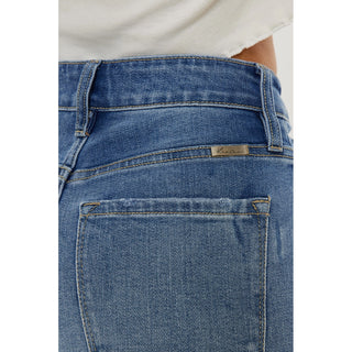 High Rise Release Hem Denim Shorts