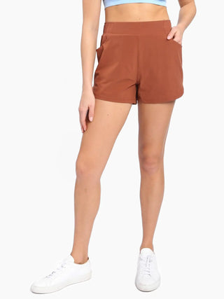 Athleisure Shorts with Curved Hemline