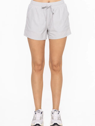 Athleisure Shorts with Drawstring in Pale Grey