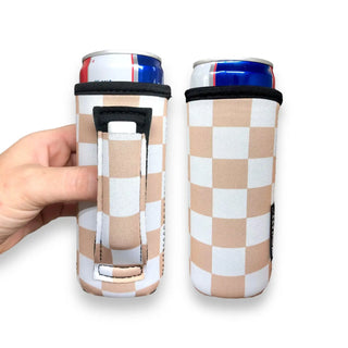 Tan Checkerboard 12oz Slim Can Handler™