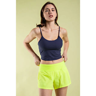 Stretch Woven 2 in 1 Active Shorts in Highlight Yellow