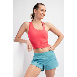 Stretch Woven 2 in 1 Active Shorts in Tidal Wave