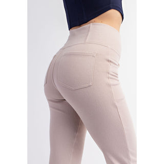 Cotton Stretch Twill Flared Crossover Waist Pants