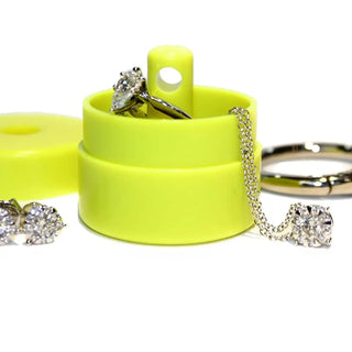 Lion Latch Jewelry/Pill Tote in Fluorescent Yellow