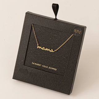 Secret Box Gold Dipped Dainty Mama Pendant Necklace