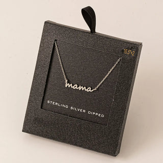 Secret Box Gold Dipped Dainty Mama Pendant Necklace in Silver