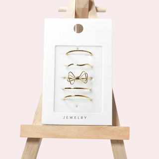 Dainty Bow and Simple 5pcs Ring Set