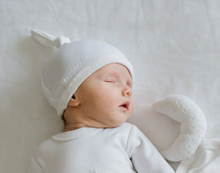 Organic Velveteen Top-Knot Hat in White