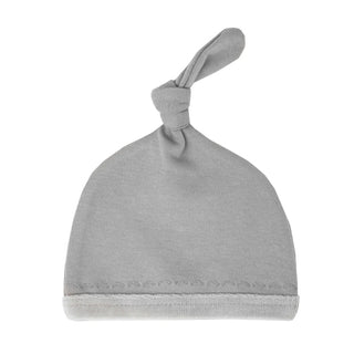 Organic Velveteen Top-Knot Hat in Light Gray