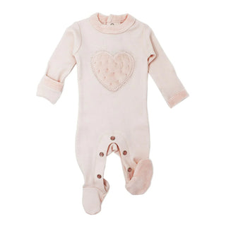 Organic Velveteen Graphic Footie in Blush