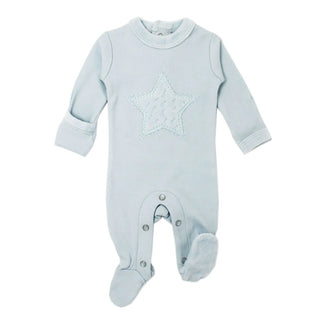 Organic Velveteen Graphic Footie in Moonbeam