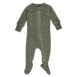 Organic Cozy 2-Way Zipper Footie in Hunter Tree