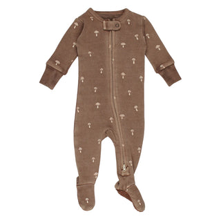 Organic Cozy 2-Way Zipper Footie in Umber Mushroom