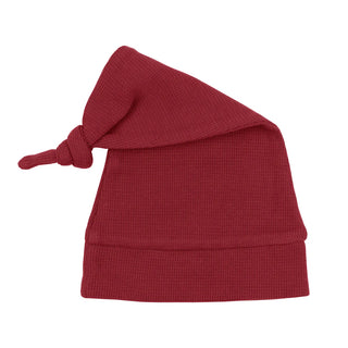 Organic Thermal Knotted Cap in Crimson