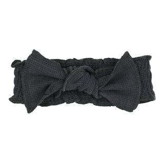 Organic Thermal Smocked Headband in Coal