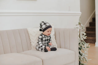 Organic Holiday 2-Way Zipper Footie & Cap Set in Winter's Night