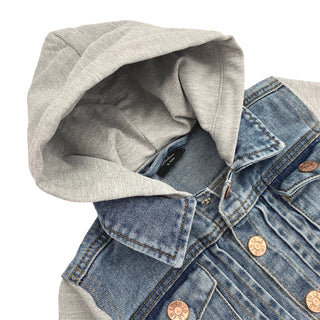 Hooded Denim Jacket in Grey