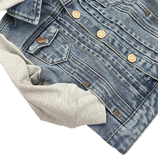 Hooded Denim Jacket in Grey