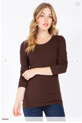 Round neck long sleeve T-shirt