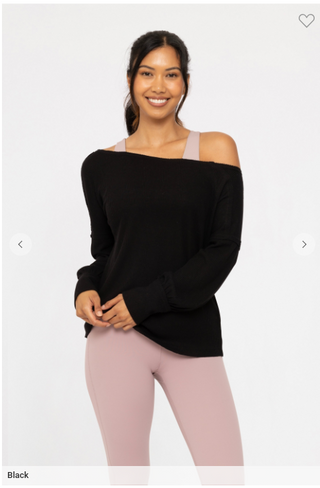 Ballet Chic Ribbed Off-Shoulder Top