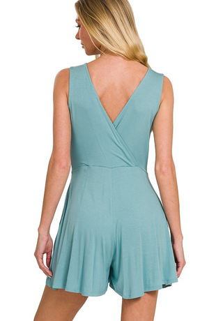 Surplice Neckline Sleeveless Romper