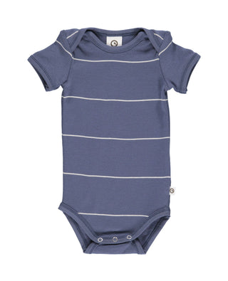 Stripe Rib Bodysuit-Blue