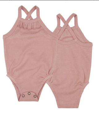 Ruffle Criss-cross Bodysuit Mauve