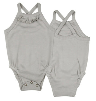 Ruffle Criss-cross Bodysuit Light Gray