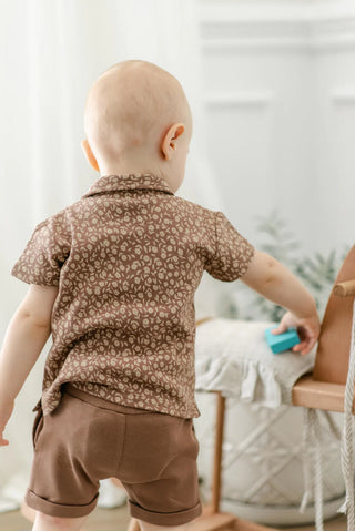 Organic Kids' Cuffed Shorts in Neutral Latte