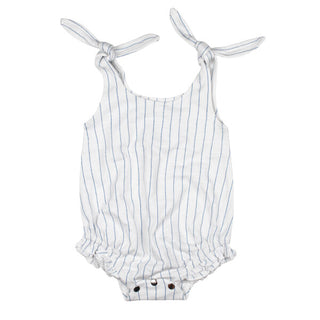 Slub Jersey Bodysuit in Pool Pinstripe